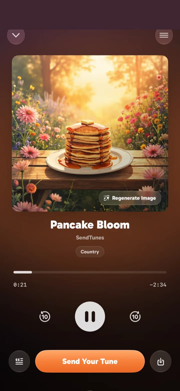 SendTunes A real song, about a minute later screen